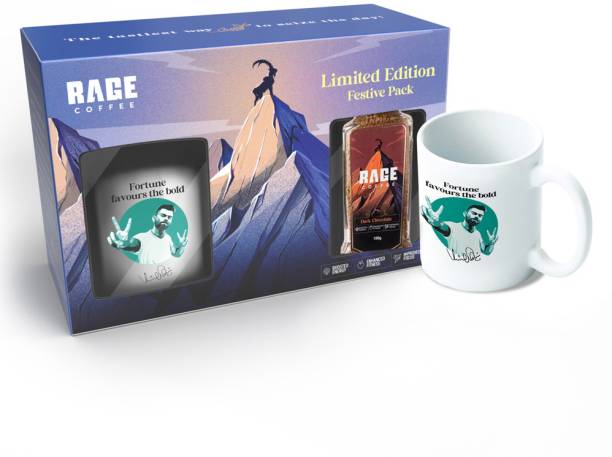 RAGE Coffee 100 Gms Dark Chocolate & Free Coffee Mug Combo | Premium Arabica Instant Coffee Festive Pack Gift Box Limited Edition Instant Coffee