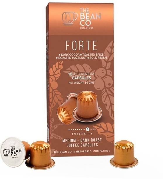 THE BEAN CO Forte Aluminium Coffee Capsules | Intensity 9 | Medium to Dark Roast & Ground Coffee