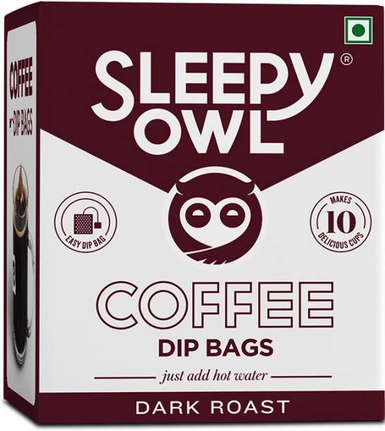 Sleepy Owl Dark Dip | 10 Bags | No Equipment Needed | 100% Arabica Roast & Ground Coffee