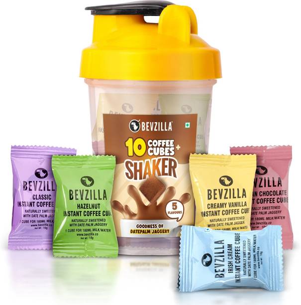 Bevzilla 10 Instant Coffee Cubes & Shaker | BPA Free Shaker 500 ML Leak Proof Instant Coffee