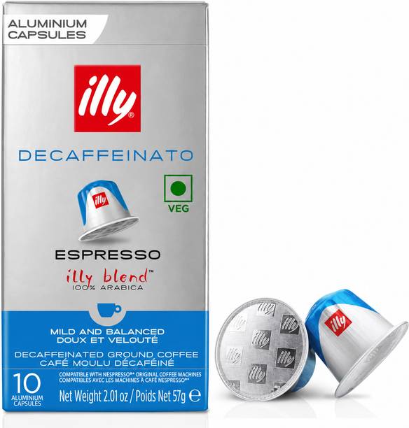 Illy Nespresso Coffee Compatible Capsules - DECAFFEINATO Espresso Roast & Ground Coffee