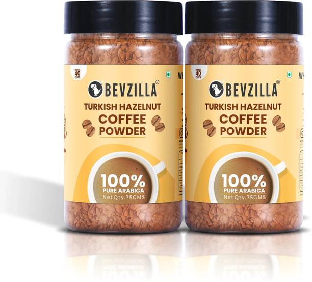 Bevzilla Pack of 2 Hazelnut Instant Coffee Powder| Hot & Cold Instant Coffee