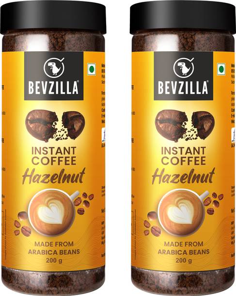 Bevzilla 200 Grams x 2 Hazelnut Instant Coffee Powder| Hot & Cold Instant Coffee