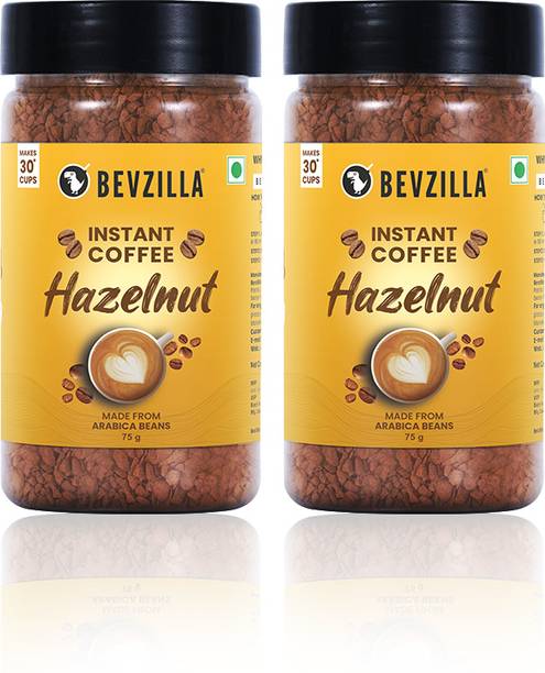 Bevzilla Pack of 2 Hazelnut Instant Coffee Powder| Hot & Cold Instant Coffee