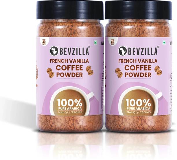 Bevzilla Pack of 2 Vanilla Instant Coffee Powder| Hot & Cold Instant Coffee