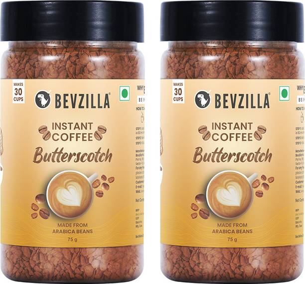 Bevzilla Pack of 2 English Butterscotch Coffee Powder Instant Coffee