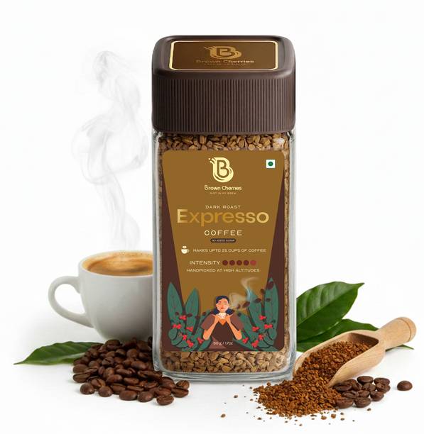 Brown Cherries Espresso Arabica Instant Coffee Powder | Freeze Dried for Black Coffee Latte Instant Coffee