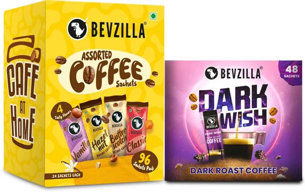 Bevzilla 48 Sachets Dark Wish Instant Coffee X 96 Assorted Instant Coffee Powder Sachets Instant Coffee