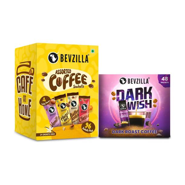 Bevzilla 48 Sachets Dark Wish Instant Coffee X 96 Assorted Instant Coffee Powder Sachets Instant Coffee