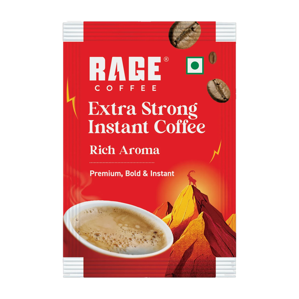 RAGE Extra Strong Premium Blend Coffee (Pack of 50)+Multipurpose Shaker 450ml Instant Coffee