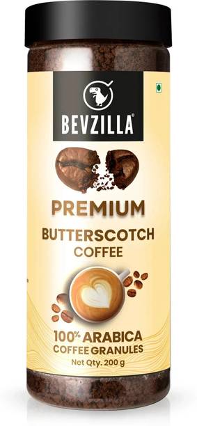Bevzilla 200 Grams Butterscotch Flavoured Instant Coffee Powder|Hot & Cold Brews Instant Coffee