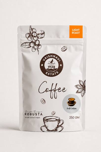 VaishnaviEstate Vegan Light Roast Robusta Coffee | Single Origin| Filter Coffee (250 g) Filter Coffee