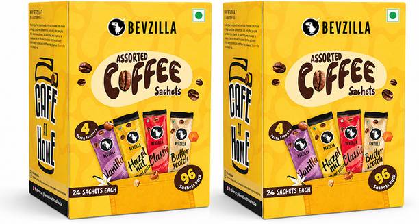 Bevzilla 192 Instant Coffee Sachets |48 Sachets Each Flavor Instant Coffee