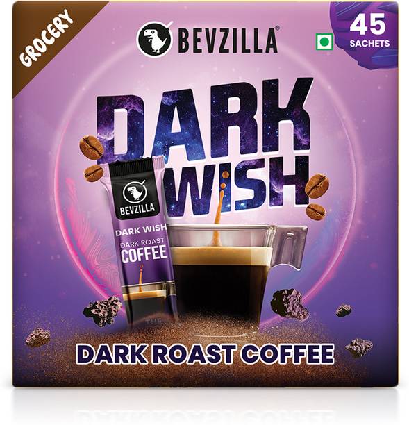 Bevzilla Instant Coffee Powder 45 Dark Wish (Black Roast) Instant Strong Coffee Sachets Instant Coffee