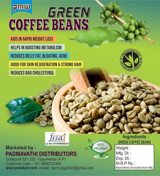 PMW Organic - Natural & Dehydrated - Green Coffee Beans - 100 Grams Coffee Beans