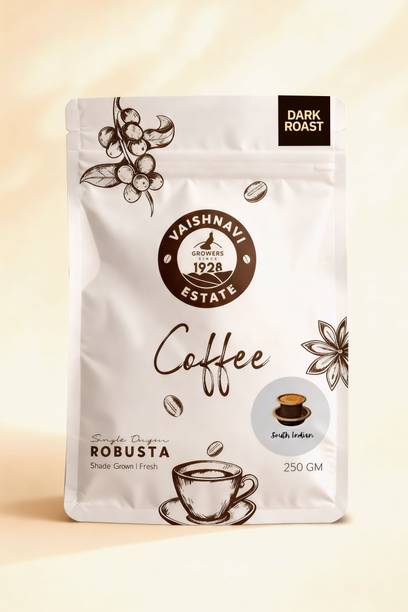 VaishnaviEstate Dark Roast Robusta Coffee | Single Origin | Shade Grown |Filter Coffee- 250g Filter Coffee