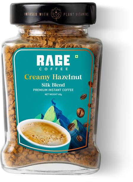 RAGE Flavoured Instant Coffee | Creamy Hazelnut Silk Blend 60 GMs | 100% Pure Coffee Instant Coffee
