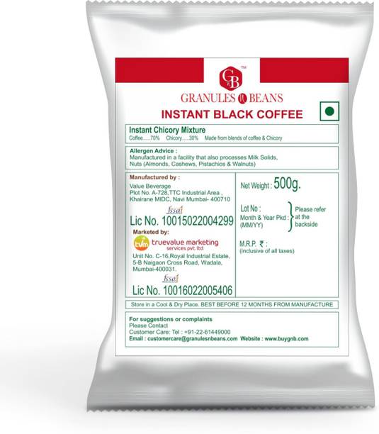 Granules and Beans Instant Black Coffee with Chicory- 500gms Instant Coffee