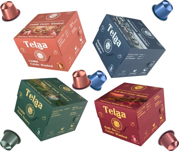 Telaa Coffee And Tea 40 Espresso Coffee Capsules | Single Origin Specialty | Espresso Compatible Roast & Ground Coffee