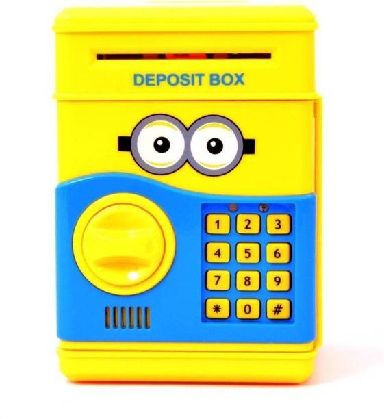 Zyamalox Minion ATM|Speaking Money Safe For Kids with Smart Electronic Lock | Piggy Bank for Coin/Bills (Yellow) | Original Merchandise From Minion Series | Best For Gifts And Personal Use | Teach Your Kid Money Saving Coin Bank