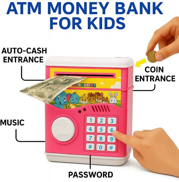 Flipclick ATM Piggy Bank for Kids – Auto Cash Deposit, Music & Savings Toy Coin Bank