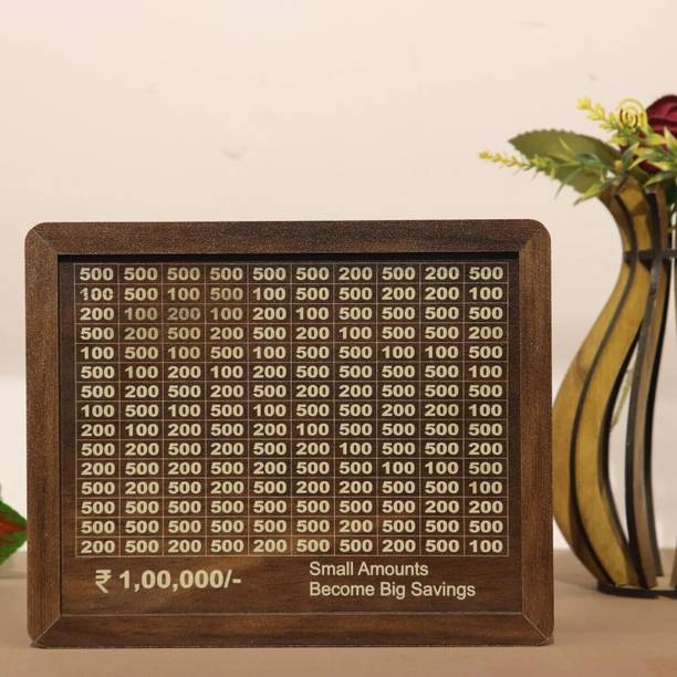 Freny Exim Wooden Money Safe for Coins and Cash Coin Bank