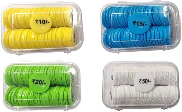 MOREL COMBO OF RUPEES TOKEN RS 10, RS 15, RS 20, RS 50 PLASTIC ROUND SHAPE COIN Coin Bank