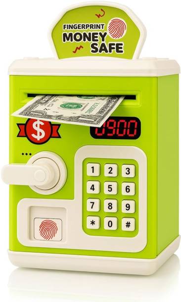 Zee ATM Piggy Bank for Kids with Password Lock and Finger Print Smart Sensor Coin Bank