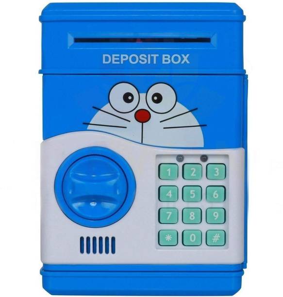 HK Toys Doremon ATM Money Safe Password Coin Piggy Kiddy Saving Bank Coin Bank