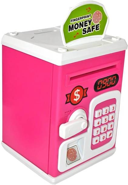 Premio Lusso Kids ATM Piggy Bank with Lock, Fingerprint Sensor in Pink - Birthday For Kids Coin Bank