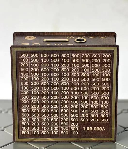 GRMART 100000 Rupees Money Saving Piggy Bank | Wooden Piggy Bank Coin Bank