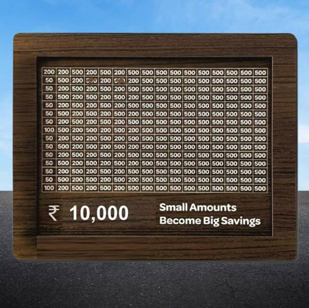GRANDFLY Wooden Money Saving Box | 10,000 Target Coin Bank | Piggy Bank Coin Bank