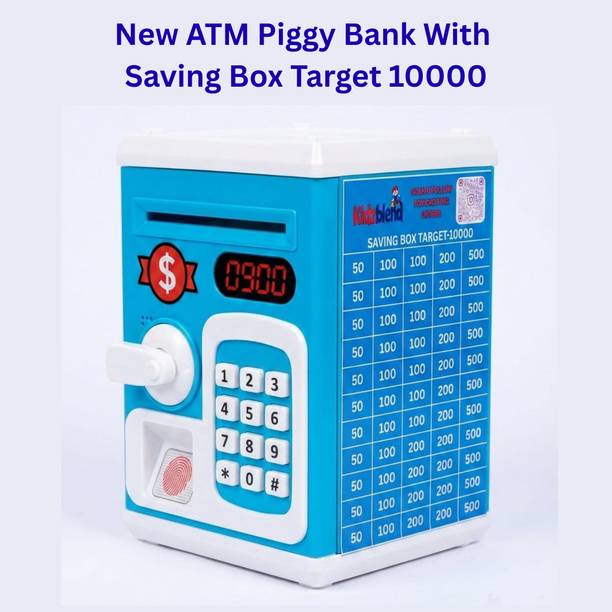 Kidzblend ATM Piggy Bank with Lock - Touch Sensor & Password Protected (Multicolor) Coin Bank