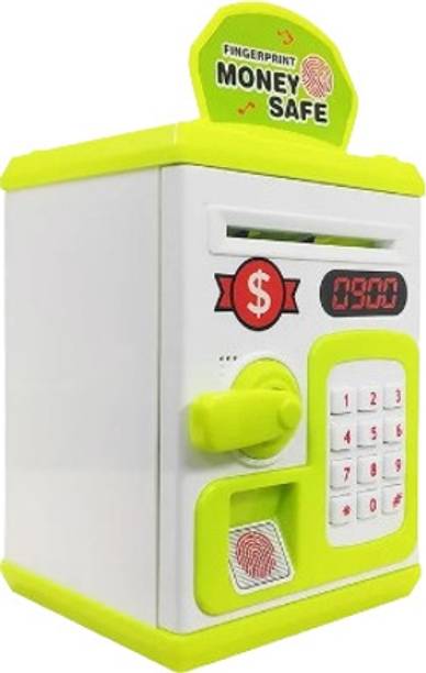 Premio Lusso ATM Piggy Bank For Kids with Lock, Fingerprint Sensor [Green] Coin Bank