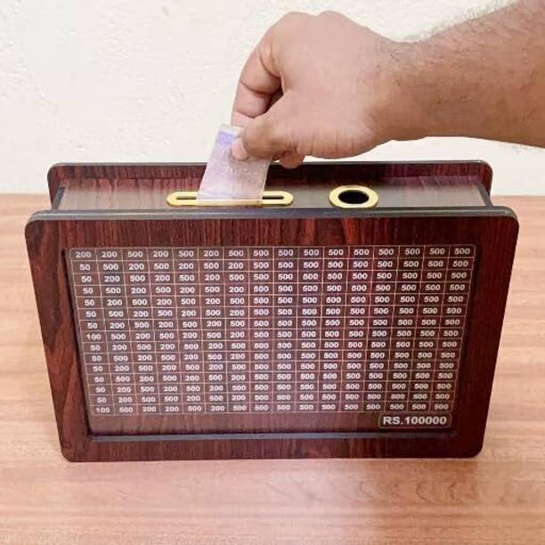 FOKRIM Wooden Money Saver Coin Bank Coin Bank