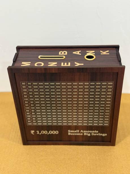 TRENDORA Wooden Money/Piggy Bank, Money Box,with Carved, Cashbox,Wooden Savings Box Coin Bank