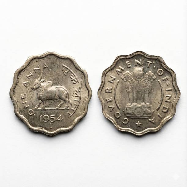 webcart One Anna 1954 Bull, Indian old Collecting Coin Medieval Coin Collection