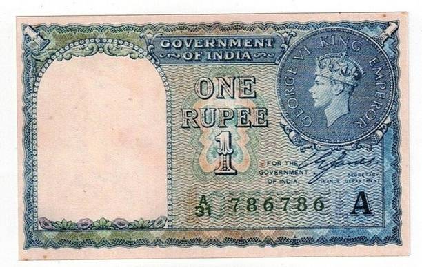 Coinage British India King George VI 1 Rupee 787786 Serial Artificial Note Medieval Coin Collection