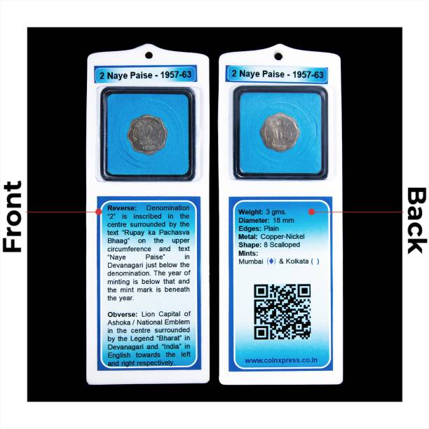 CoinXpress Learn Numismatics: 2 Naya Paise Copper nickel Minted from 1957-1963 blue Medieval Coin Collection