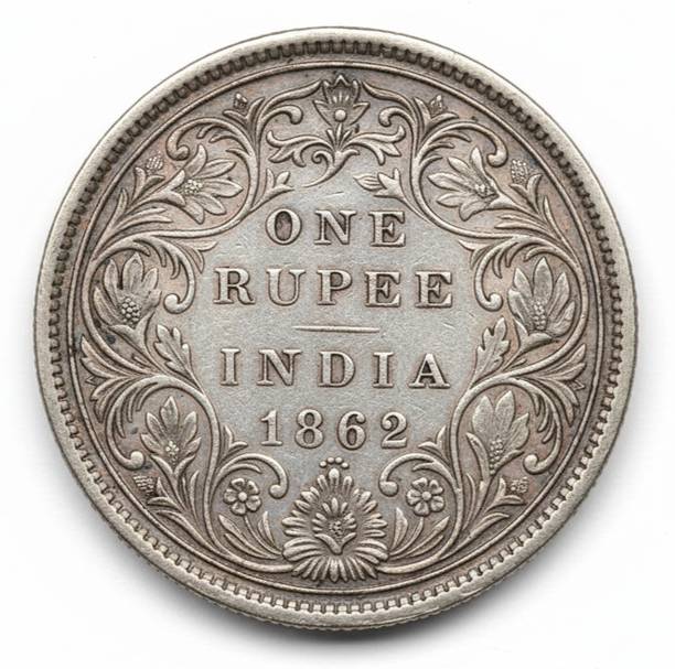 TryOnline One Rupee 1862 Victoria Queen, British India Silver-plated old Coin Medieval Coin Collection