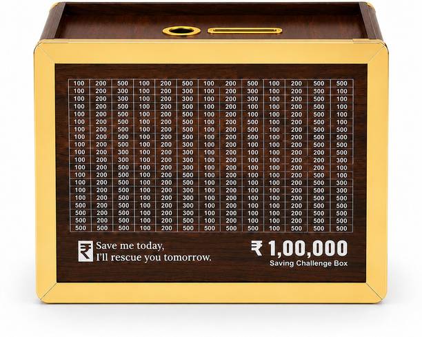 tulipcrafters Wooden Money Saving Box Cash Saver Money Box with Counting Target Modern Coin Collection