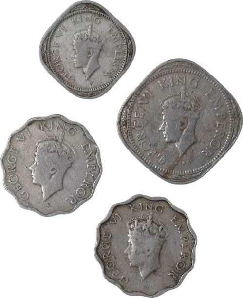 SHUBHCOINS Goerge VI, Rare Anna Set, 1939-47, Copper-Nickel, Good for Students, Very Fine Medieval Coin Collection