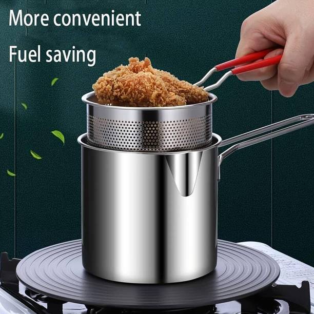 SHIMATI Deep Fryer Pot with basket Stainless Steel Frying Pot,Deep Fryer Pot with Handle Deep Frying Basket