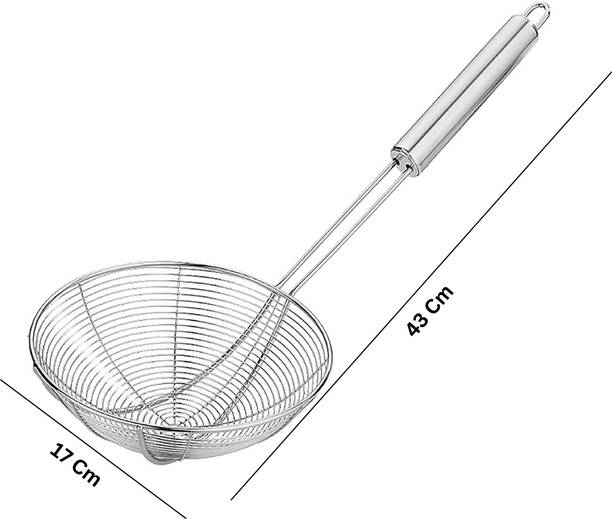Gueran Stainless Steel Deep Fry Jhara for Kitchen Frying Spoon Puri & Poori Oil Strainer