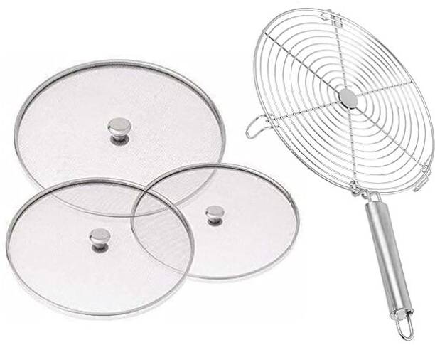 GPS Combo Stainless Steel Vessel Milk Bowl Net Cover(9,10 &11 Inch) and Roasting 6 inch Lid Set