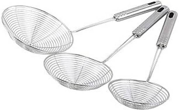 Aric Stainless Steel Deep Fry Jhara Skimmer Strainer Collapsible Deep Frying Basket