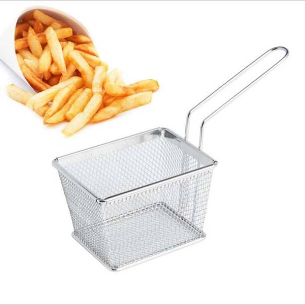 Kshavi Steel French Fries Potatoes Chips Chicken Square Fried Mesh Food Stainer Collapsible Deep Frying Basket