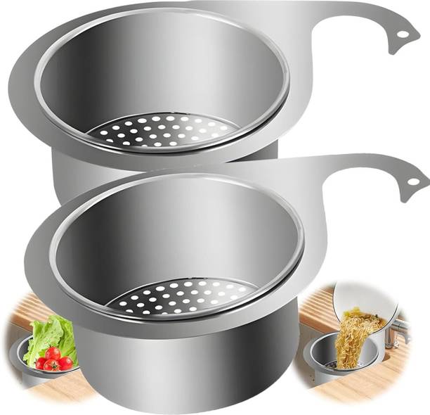 MUSVUZA Sink Strainer Basket - Triangular Corner Kitchen Sink Strainer, Stainless Steel Collapsible Strainer
