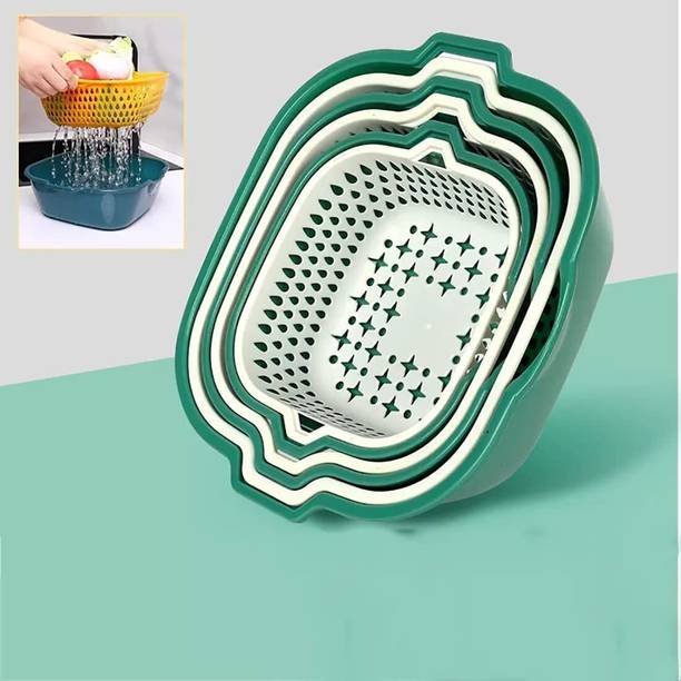 येलोना Drain Basket Food Strainer Sifters Set | Kitchen Colander for Fruits, Vegetables स्ट्रेनर
