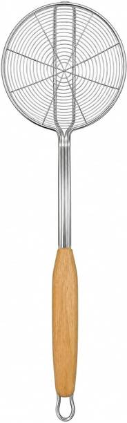 RVM Stainless Steel Spider Strainer with Heat-Resistant Wooden Handle Strainer